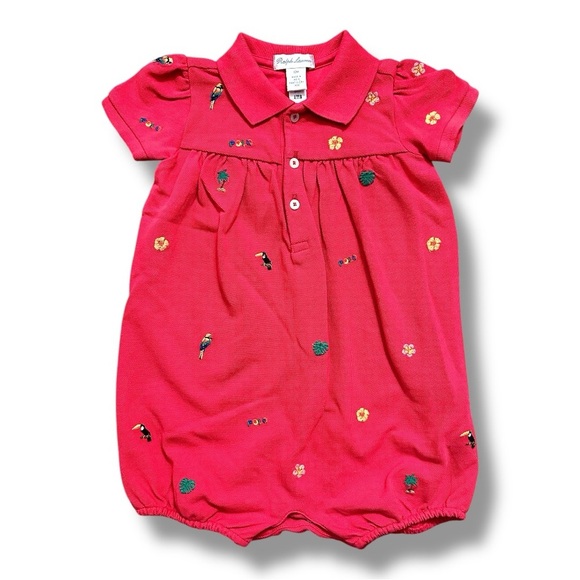 Ralph Lauren | Tropical-Embroidery Polo Shortall (12M) 🦜 🌺 - Picture 1 of 5